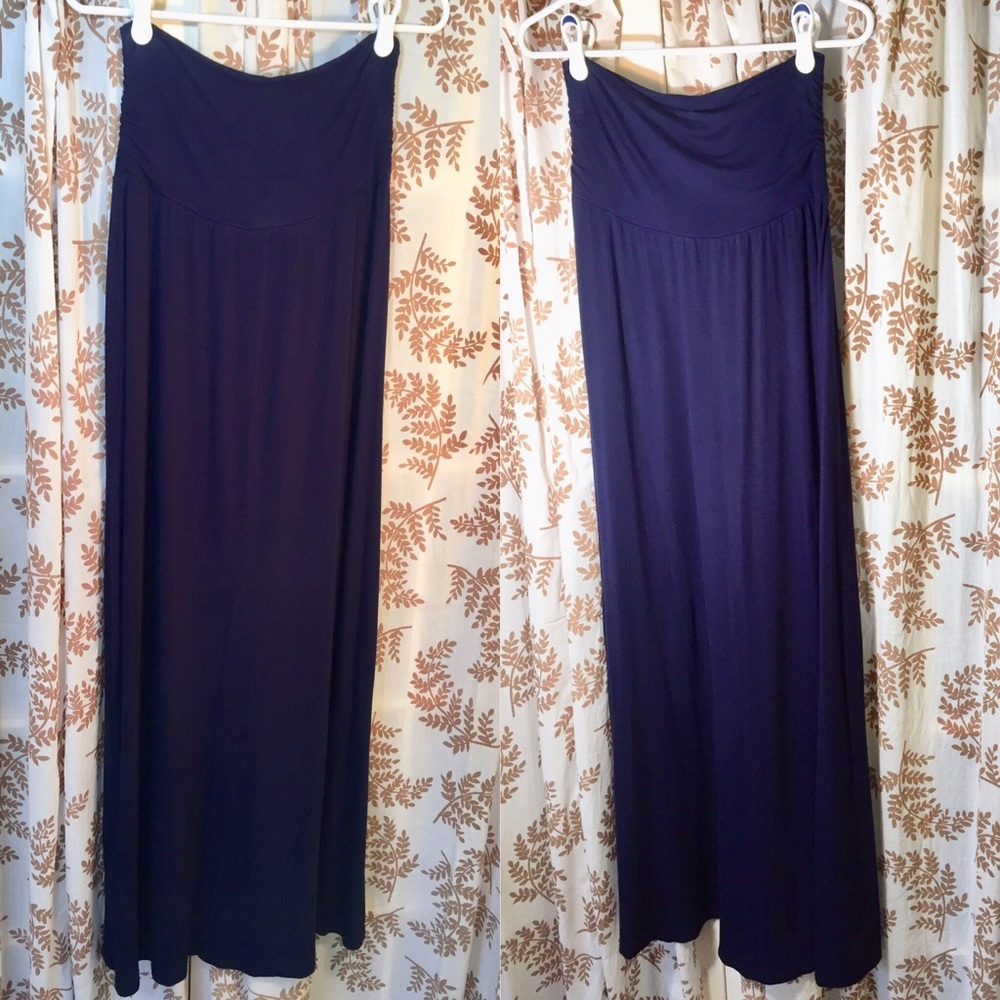 AB Studio navy jersey maxi skirt size Small